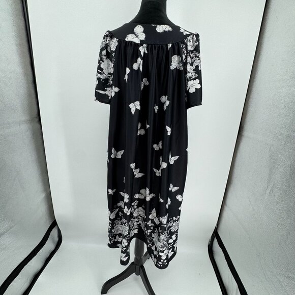 Anthony‎ Richards Black Butterfly Print House Dress Muumuu Vintage Butterflies - Picture 5 of 6